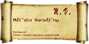 Módis Varsány névjegykártya